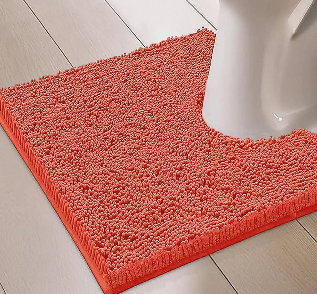 3 Piece Set Coral Cozy Plush Soft Chenille Bath Mat