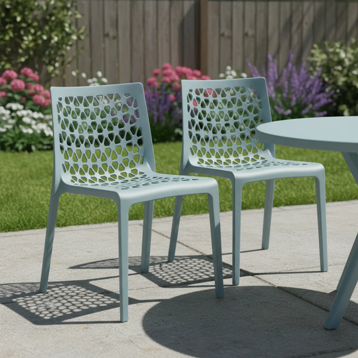 Set of Two Heavy Duty Plastic Outdoor Stacking Dining Chairs