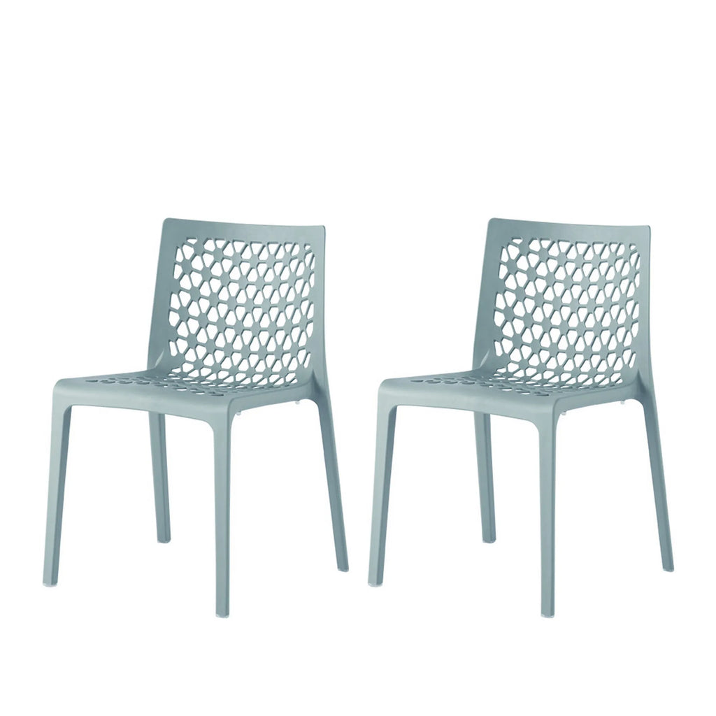 Set of Two Heavy Duty Plastic Outdoor Stacking Dining Chairs