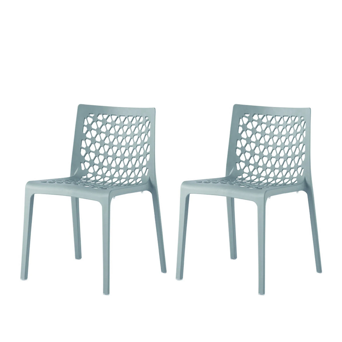 Set of Two Heavy Duty Plastic Outdoor Stacking Dining Chairs