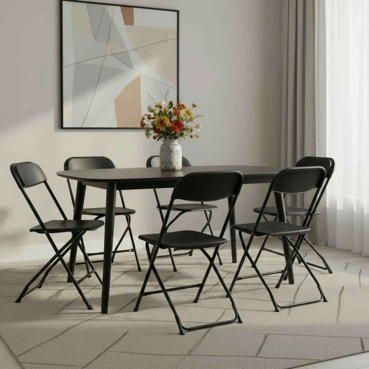 Set of Six Metal Outdoor Folding Stacking Dining Chairs