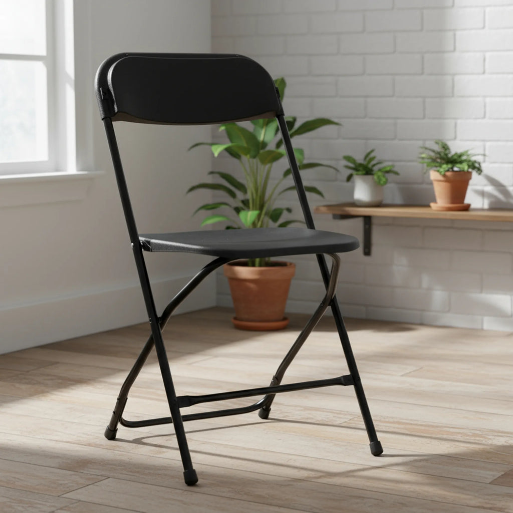 Set of Six Metal Outdoor Folding Stacking Dining Chairs