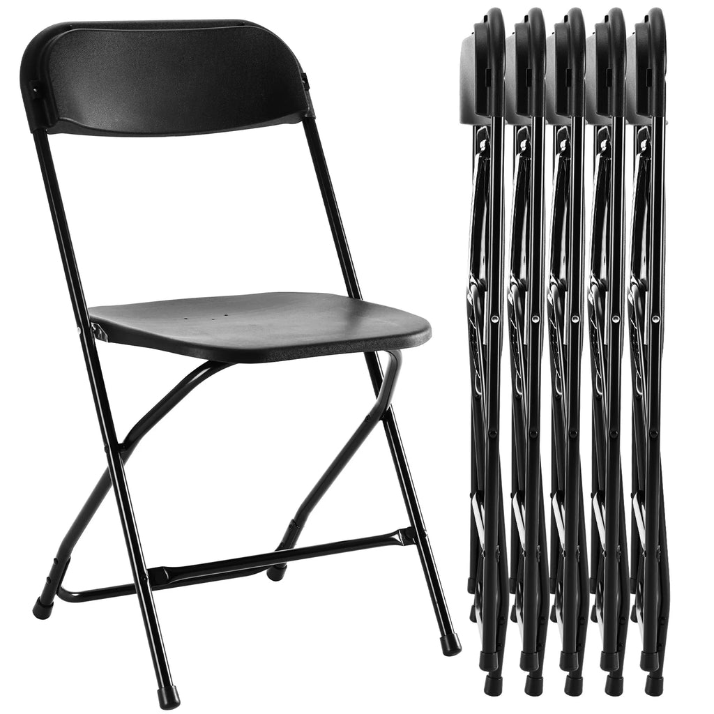Set of Six Metal Outdoor Folding Stacking Dining Chairs