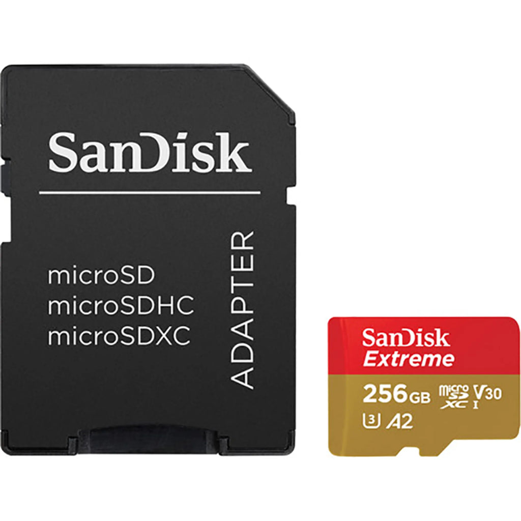 SanDisk Extreme, microSDXC, Memory Card, 256GB, UHS-I, 4K, Class 10, with Adapter