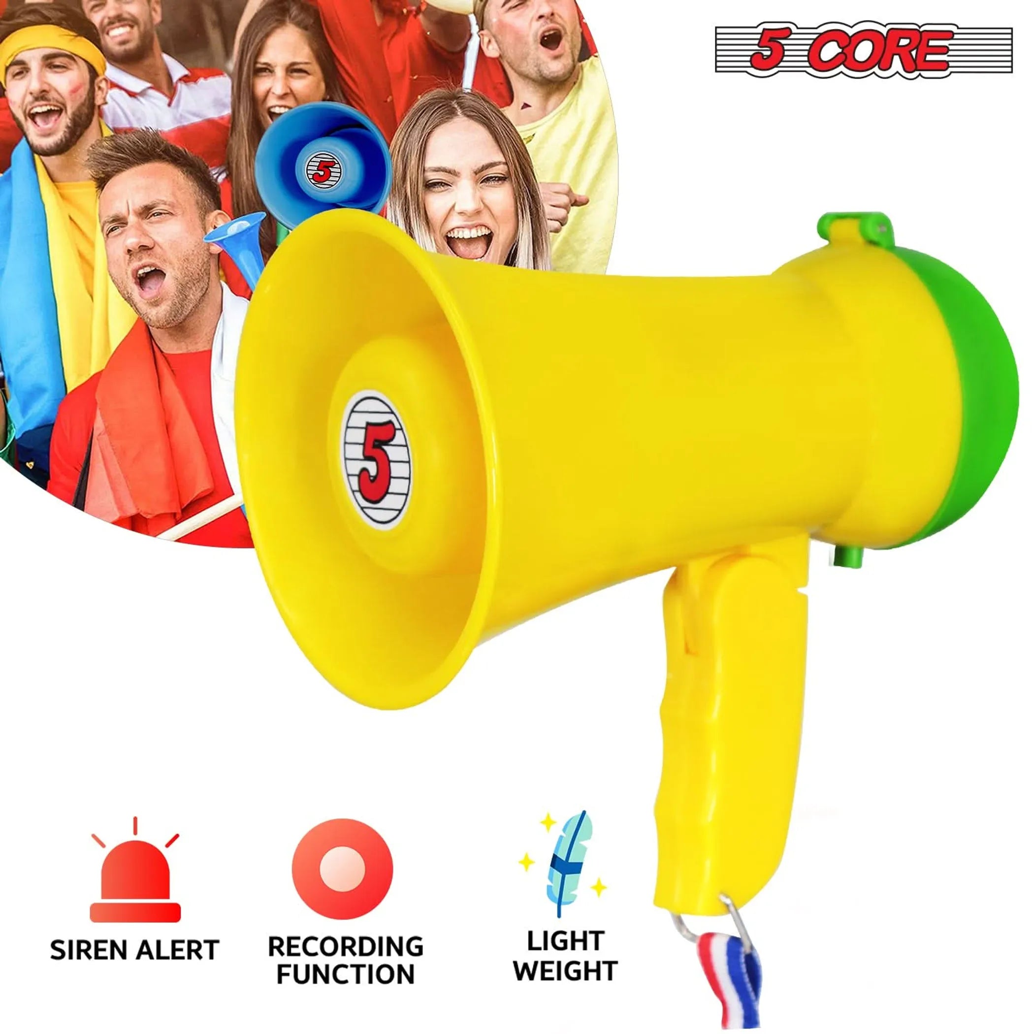 Megaphone Bullhorn Speaker 15W Mini Battery Power Bull horn w Siren 400 Yard Range