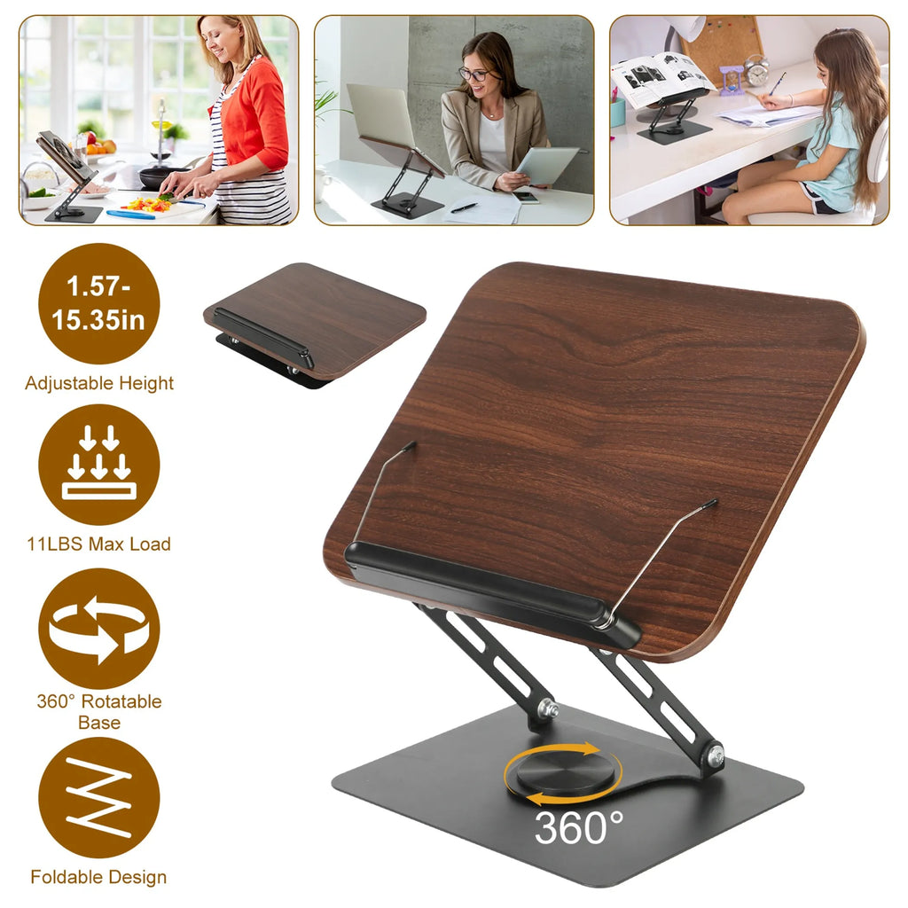 Book Stand for Reading Foldable Wood Book Holder Reading Rack