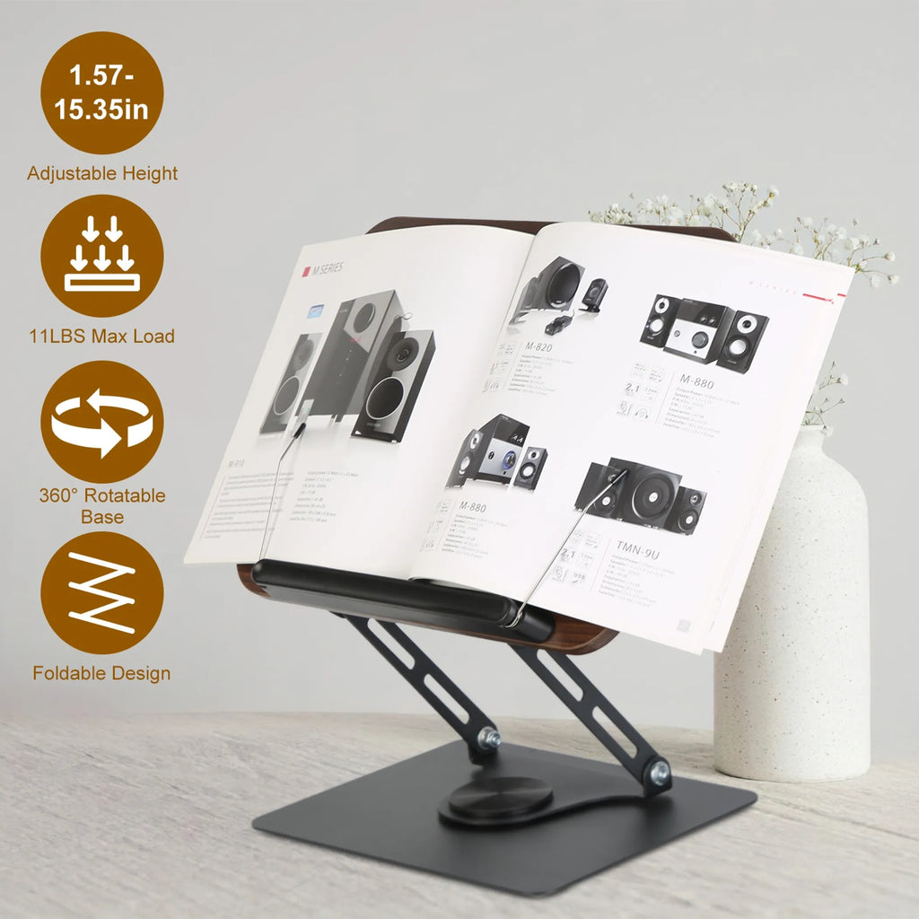 Book Stand for Reading Foldable Wood Book Holder Reading Rack