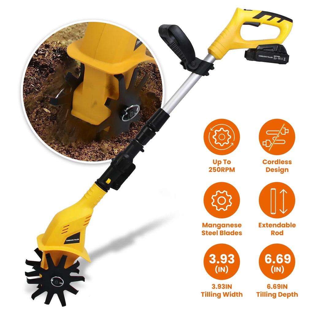 Cordless Electric Garden Tiller Cultivator