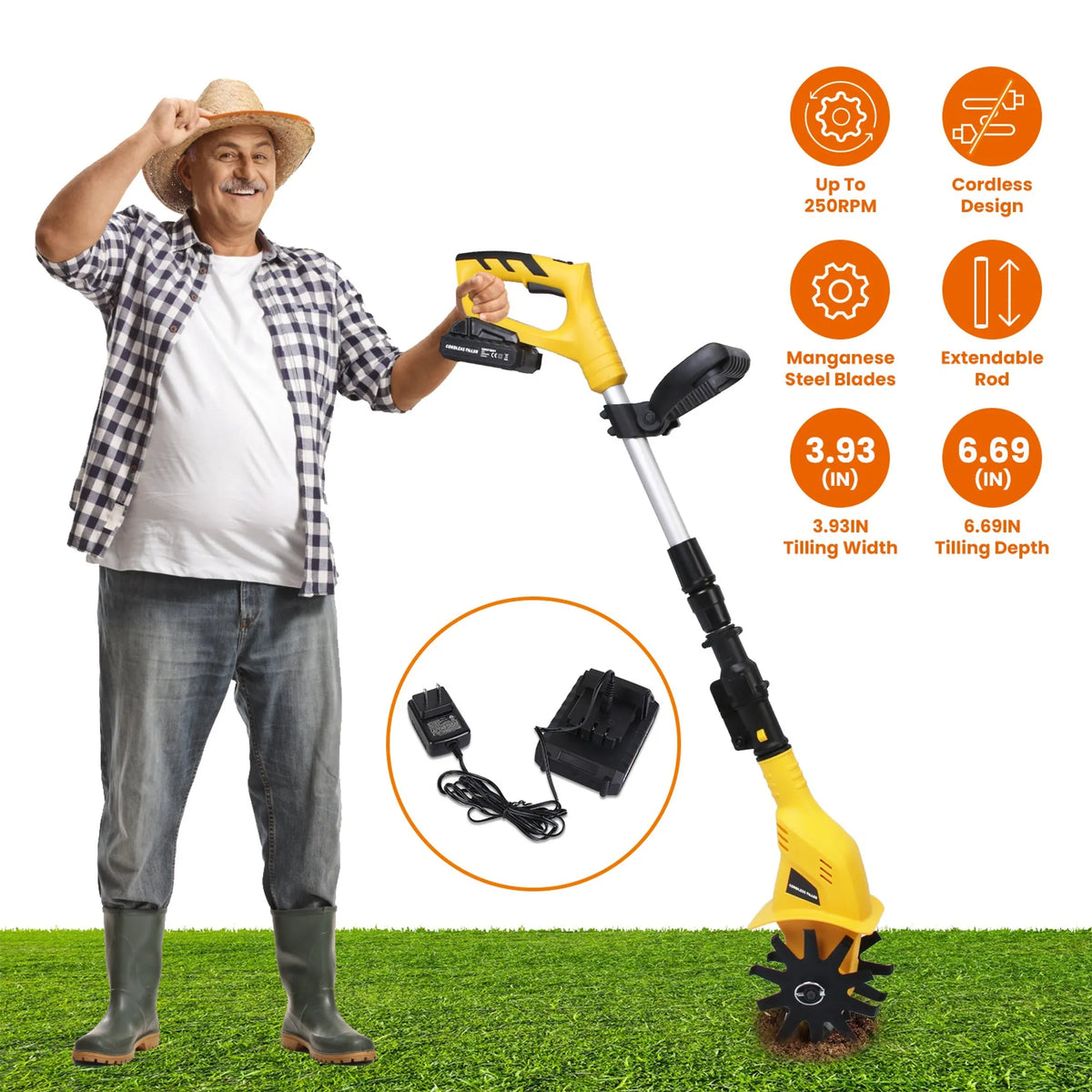 Cordless Electric Garden Tiller Cultivator