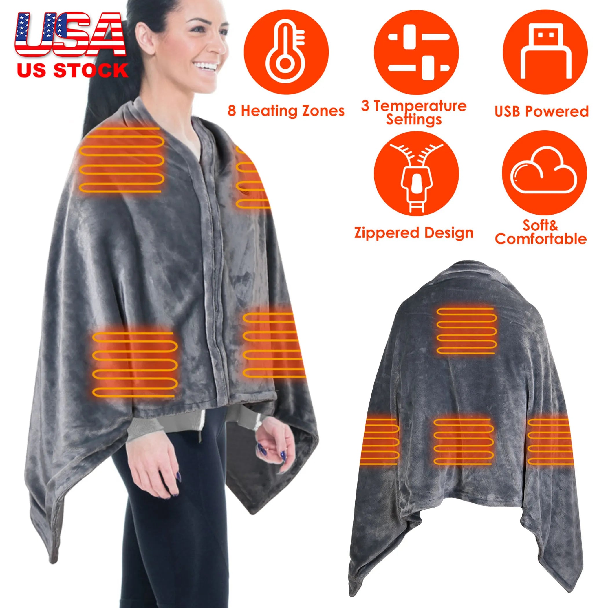 USB Heated Blanket Electric Heated Blanket Heated Poncho