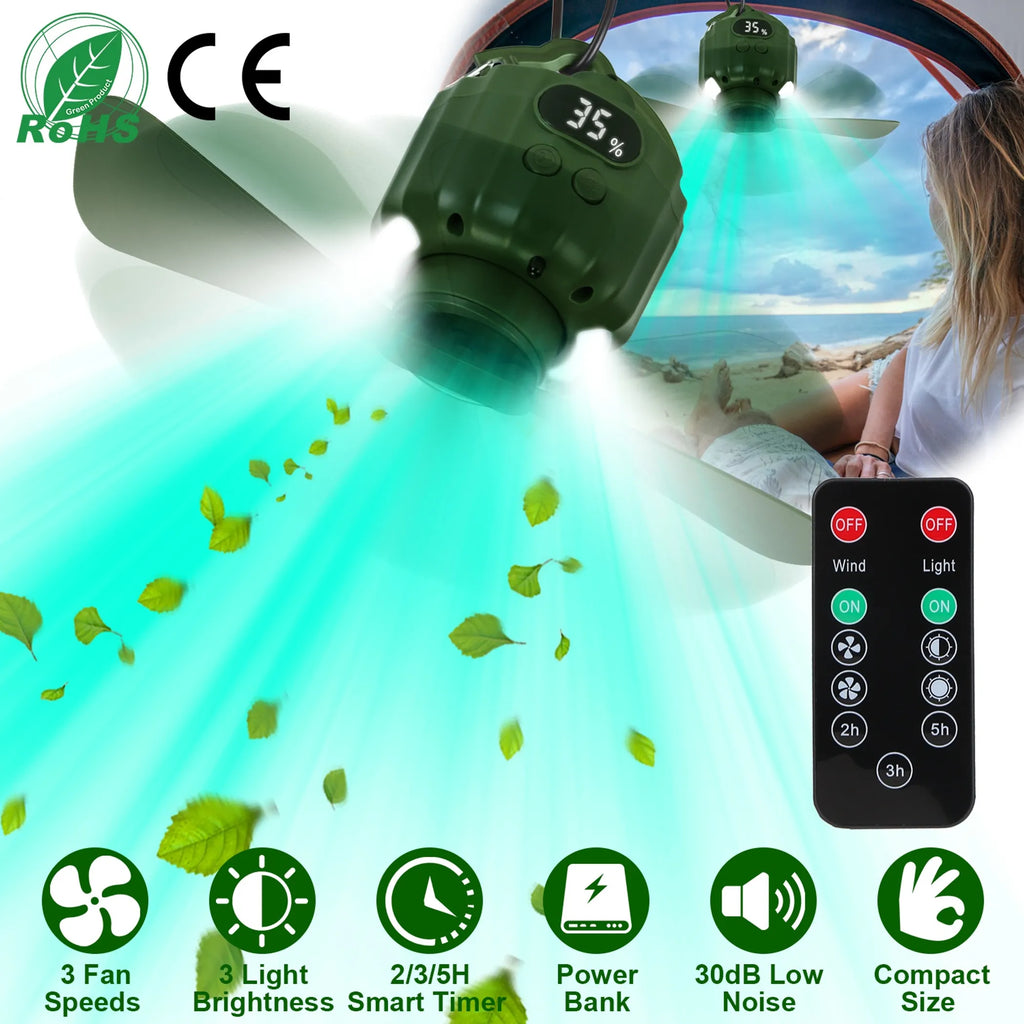 Portable Camping Ceiling LED Fan