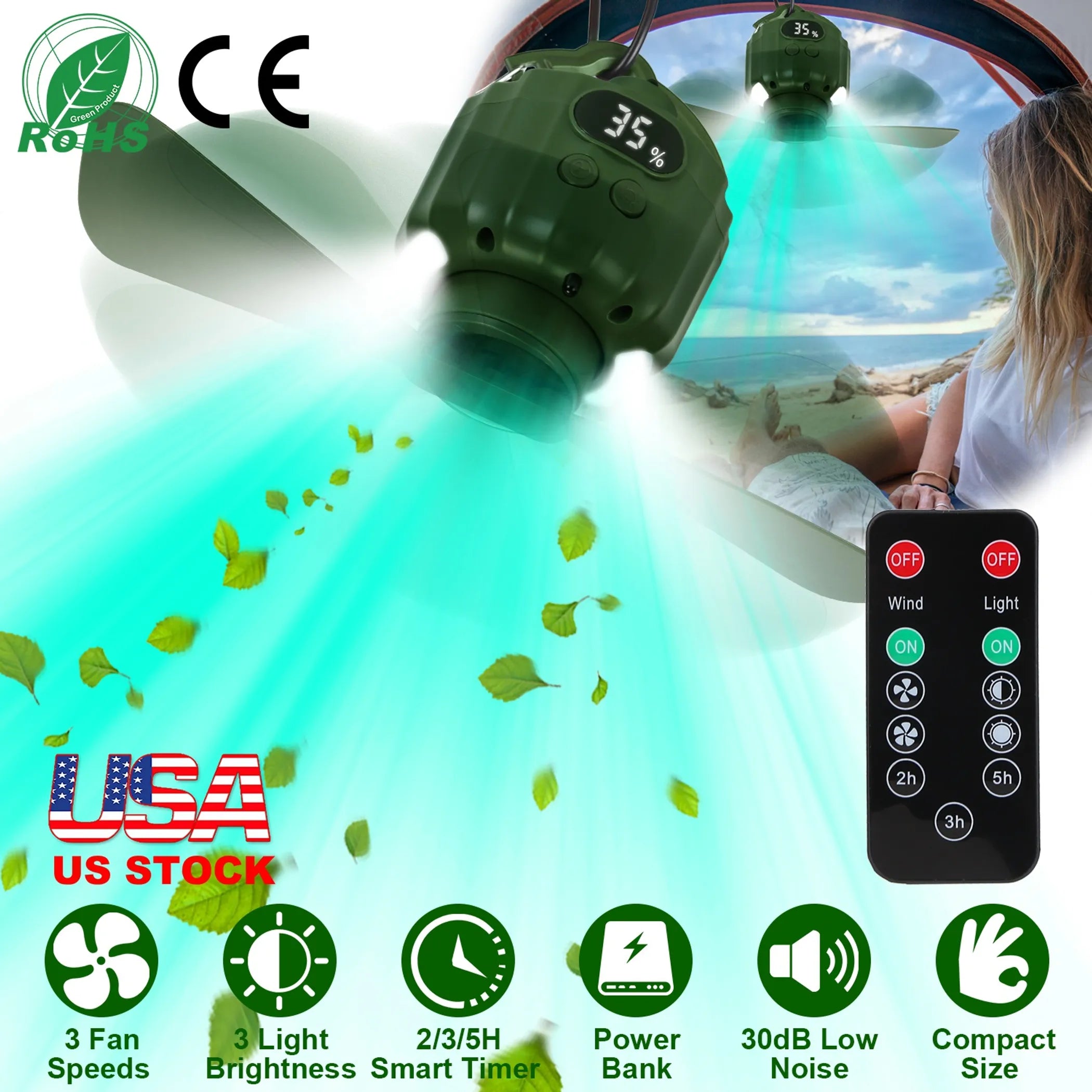 Portable Camping Ceiling LED Fan