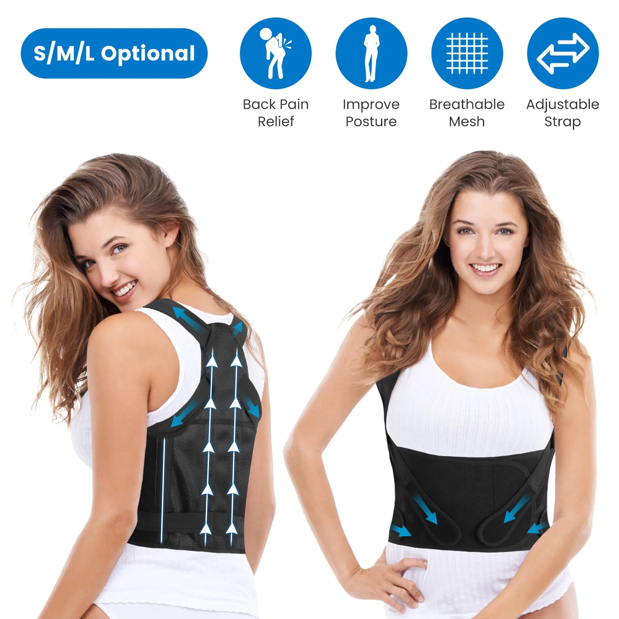 Posture Corrector for Women Men Adjustable Back Brace