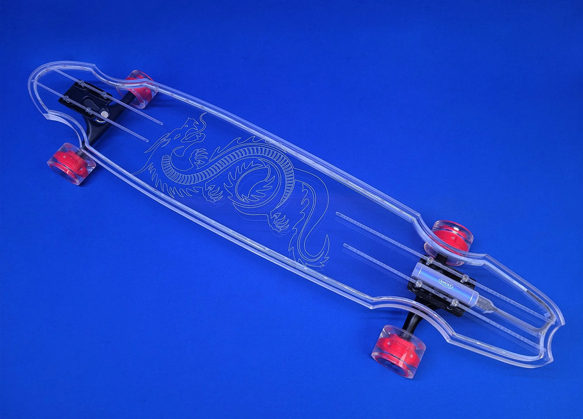 Dragon Skateboard - Color: Black  | Size: 40 IN | Pack Of: 1 | Style: Dragon 40" platypus, black trucks and red light up wheels