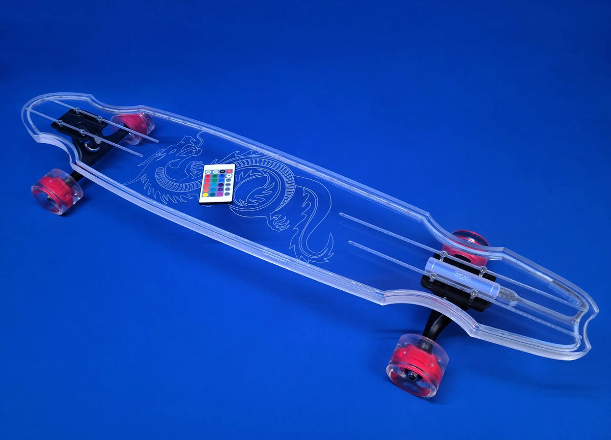 Dragon Skateboard - Color: Black  | Size: 40 IN | Pack Of: 1 | Style: Dragon 40" platypus, black trucks and red light up wheels