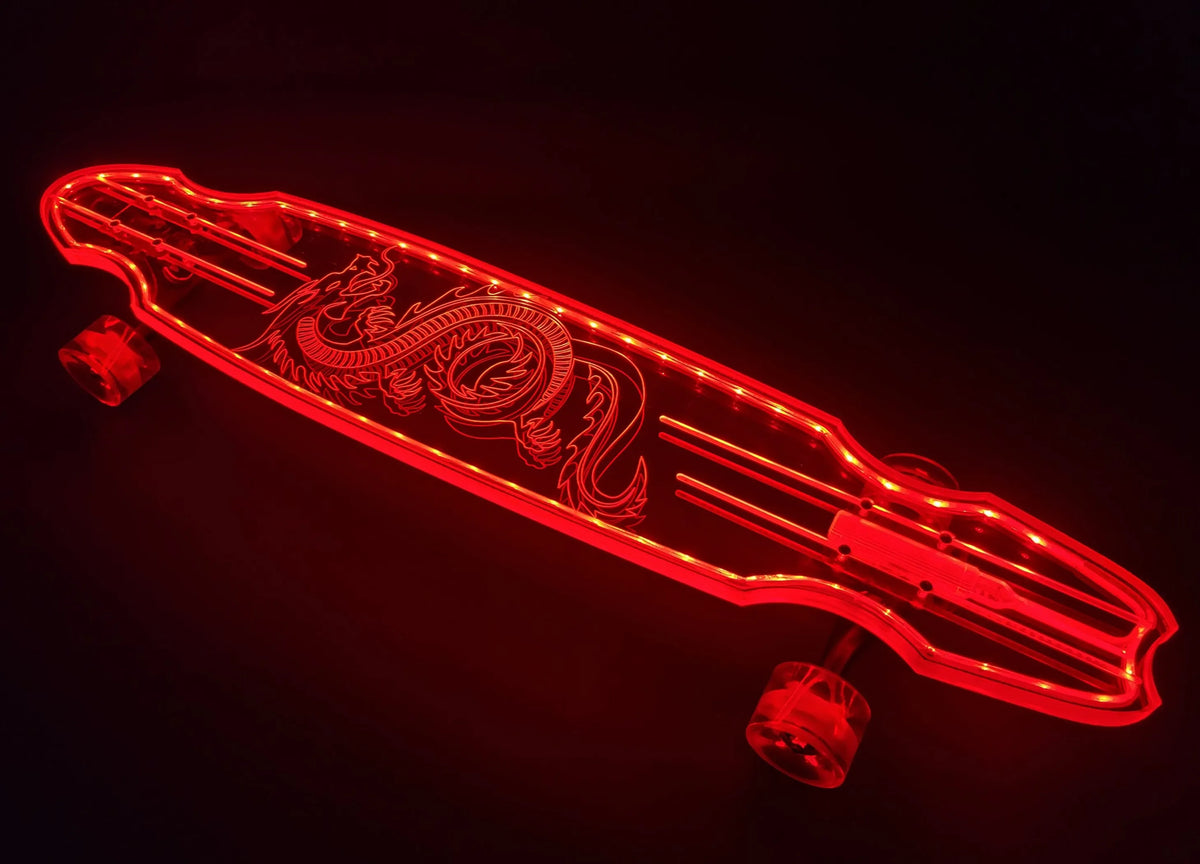 Dragon Skateboard - Color: Black  | Size: 40 IN | Pack Of: 1 | Style: Dragon 40" platypus, black trucks and red light up wheels