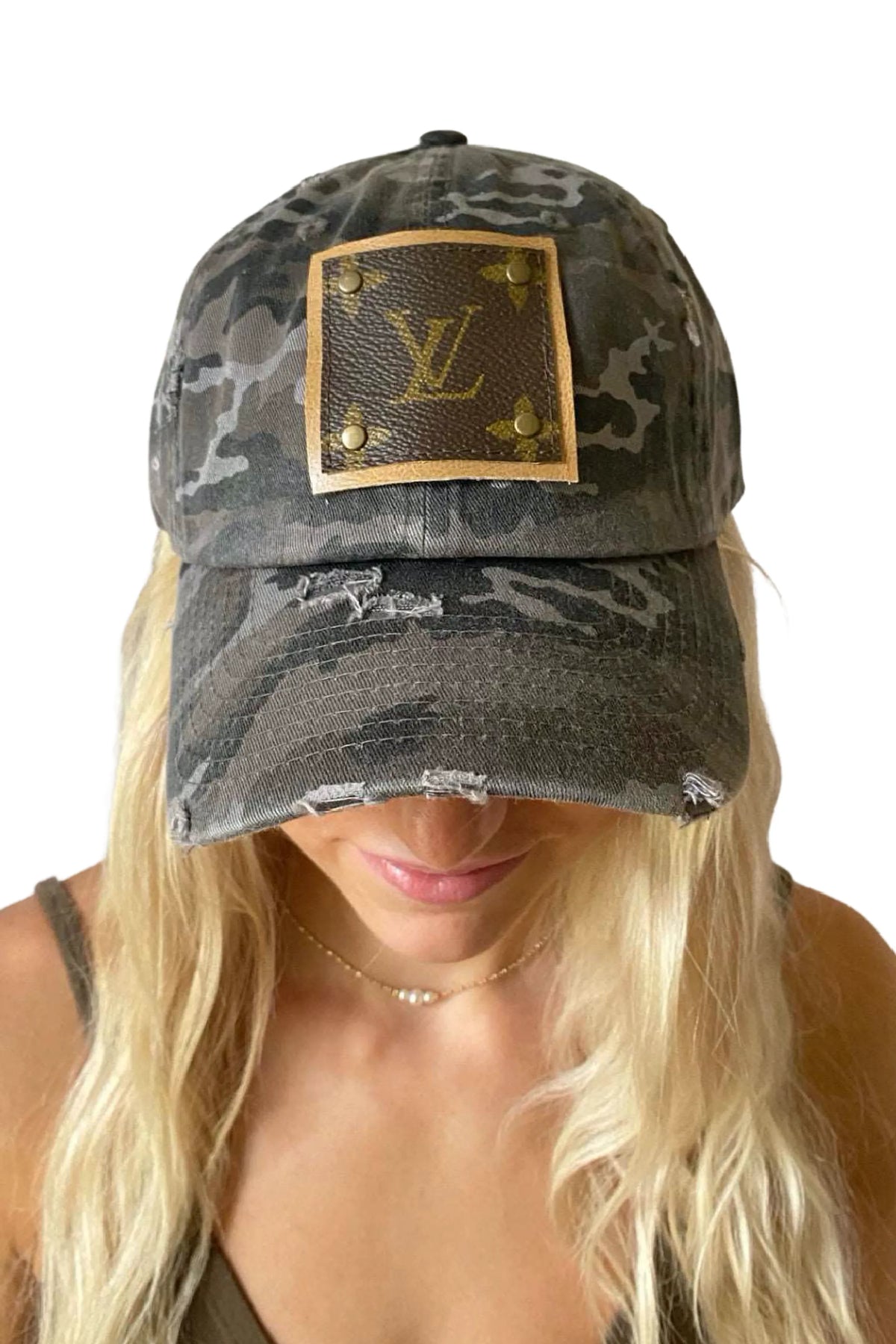Upcycled Black Camouflage Cap