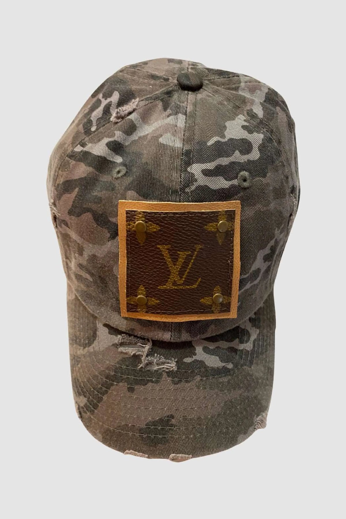Upcycled Black Camouflage Cap