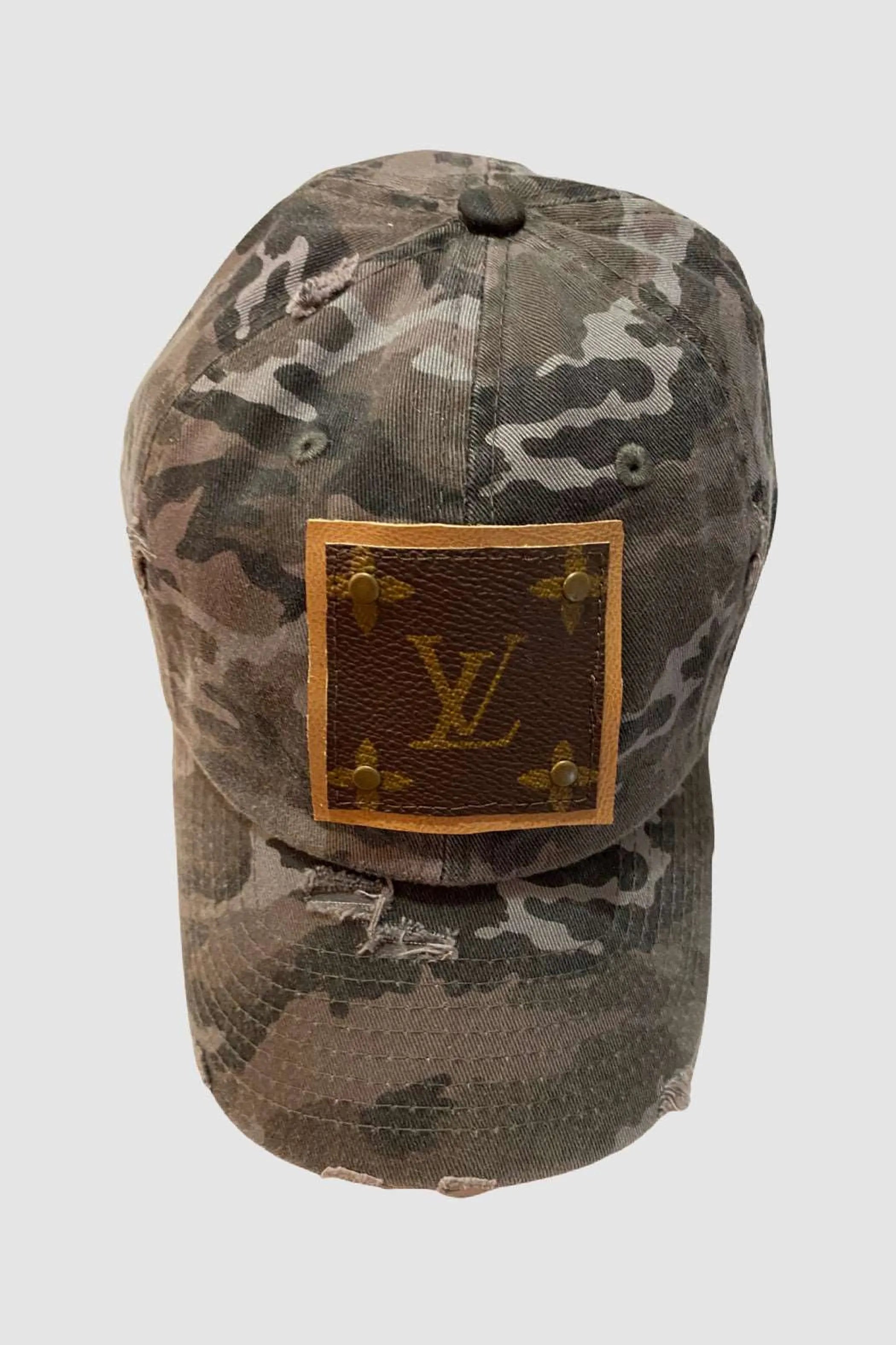 Upcycled Black Camouflage Cap